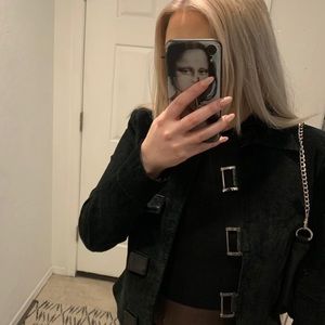 Vintage black jacket with cute chic buttons